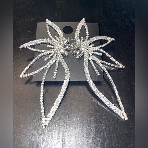 New York & Company Jewelry - New York & Company 4” Statement Crystal Flower Burst Earrings